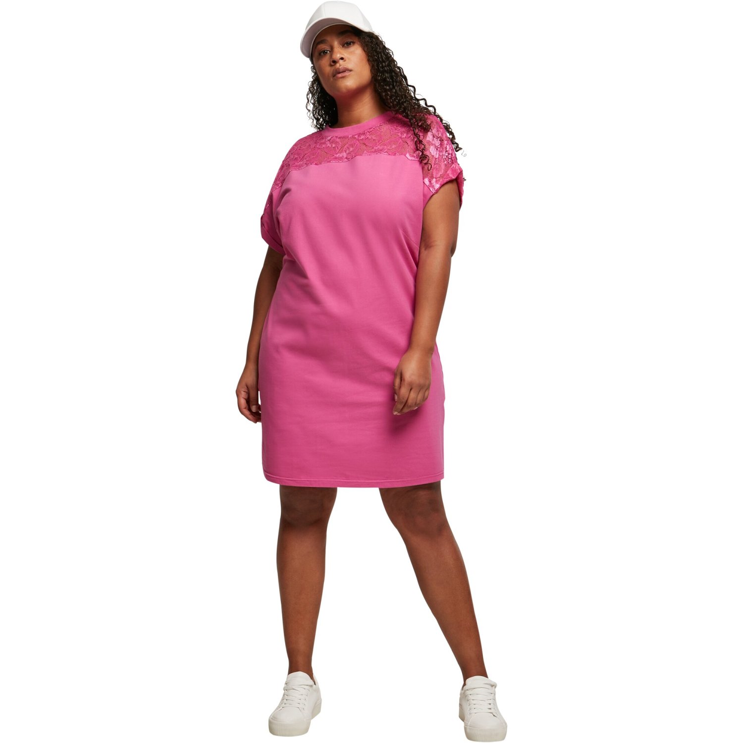 Urban Classics Ladies - Lace Shirt Dress pink