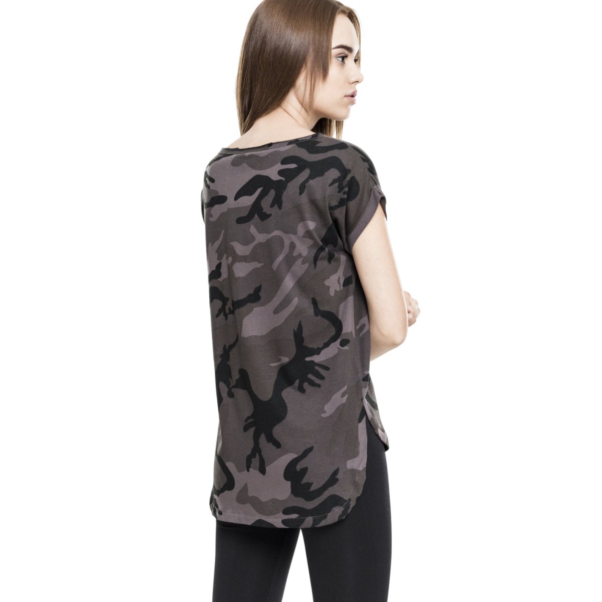 Urban Classics Ladies - Long Shaped Tee dark camo