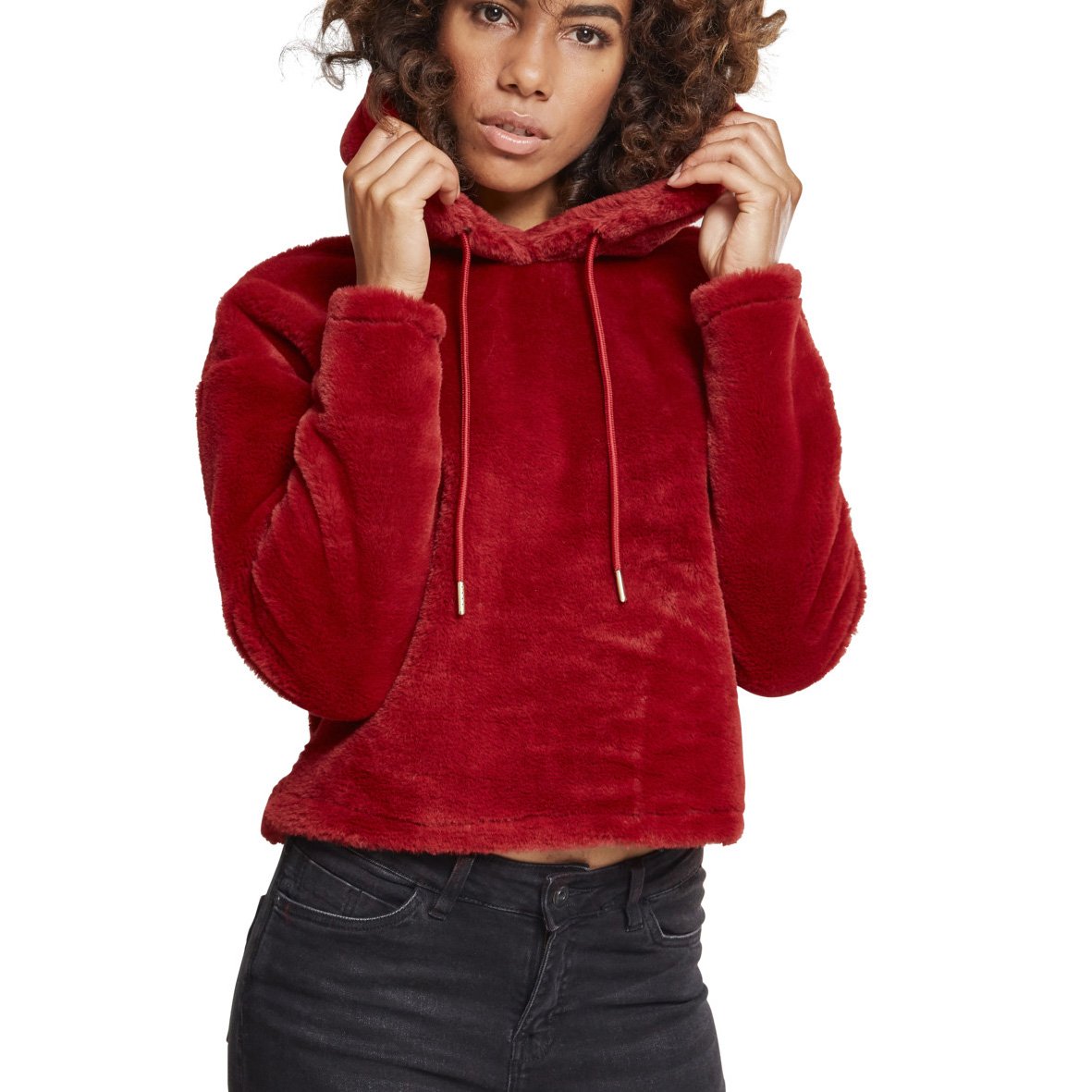 Urban Classics Ladies - Oversize Teddy Hoody burgundy