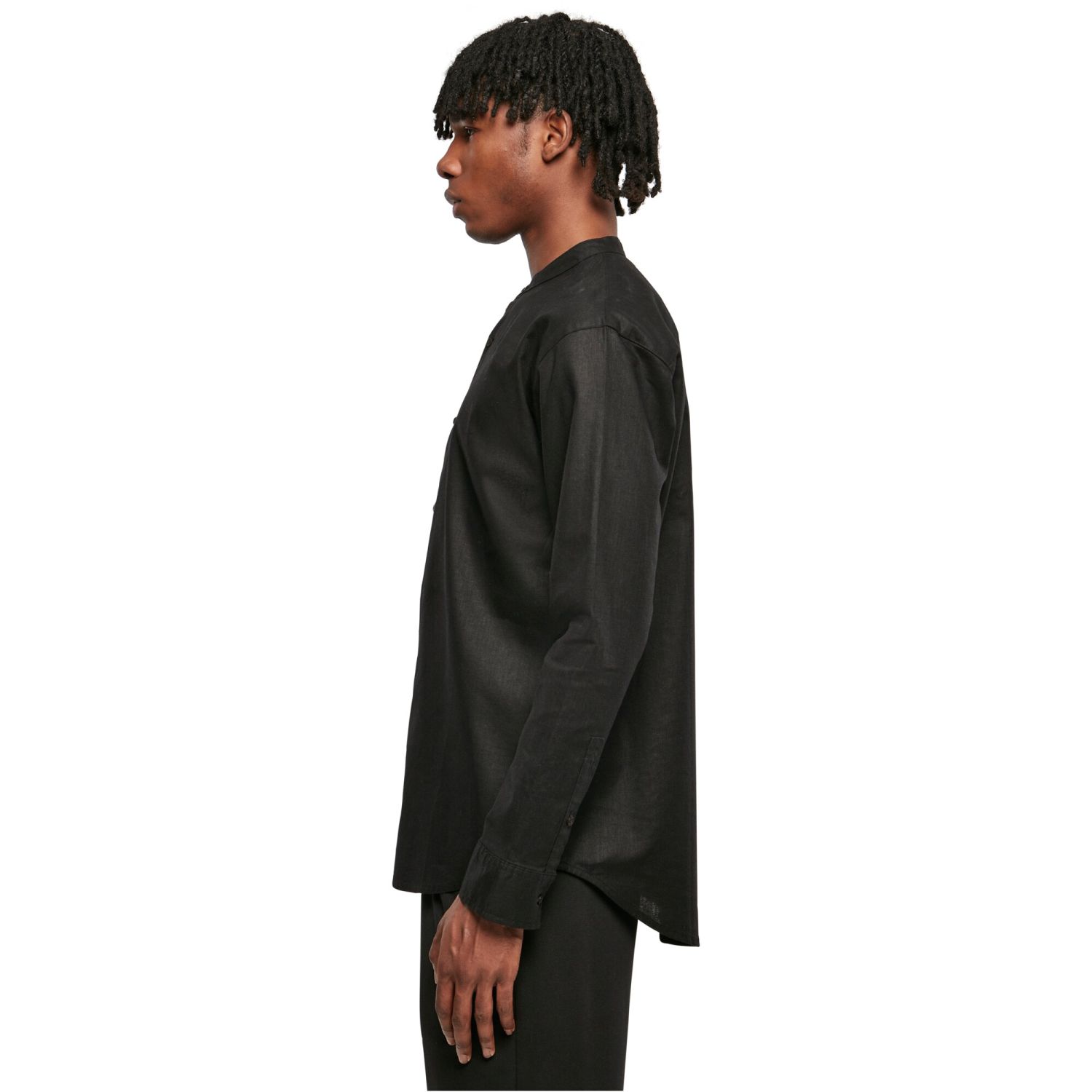 Urban Classics - LEINEN Stehkragen Oversized Hemd