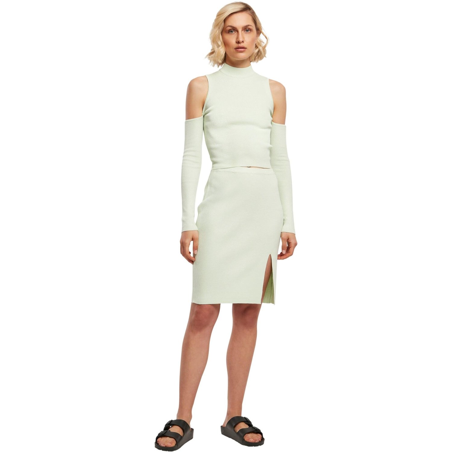 Urban Classics Ladies - Rib Knit Cut Out Sleeve Longsleeve