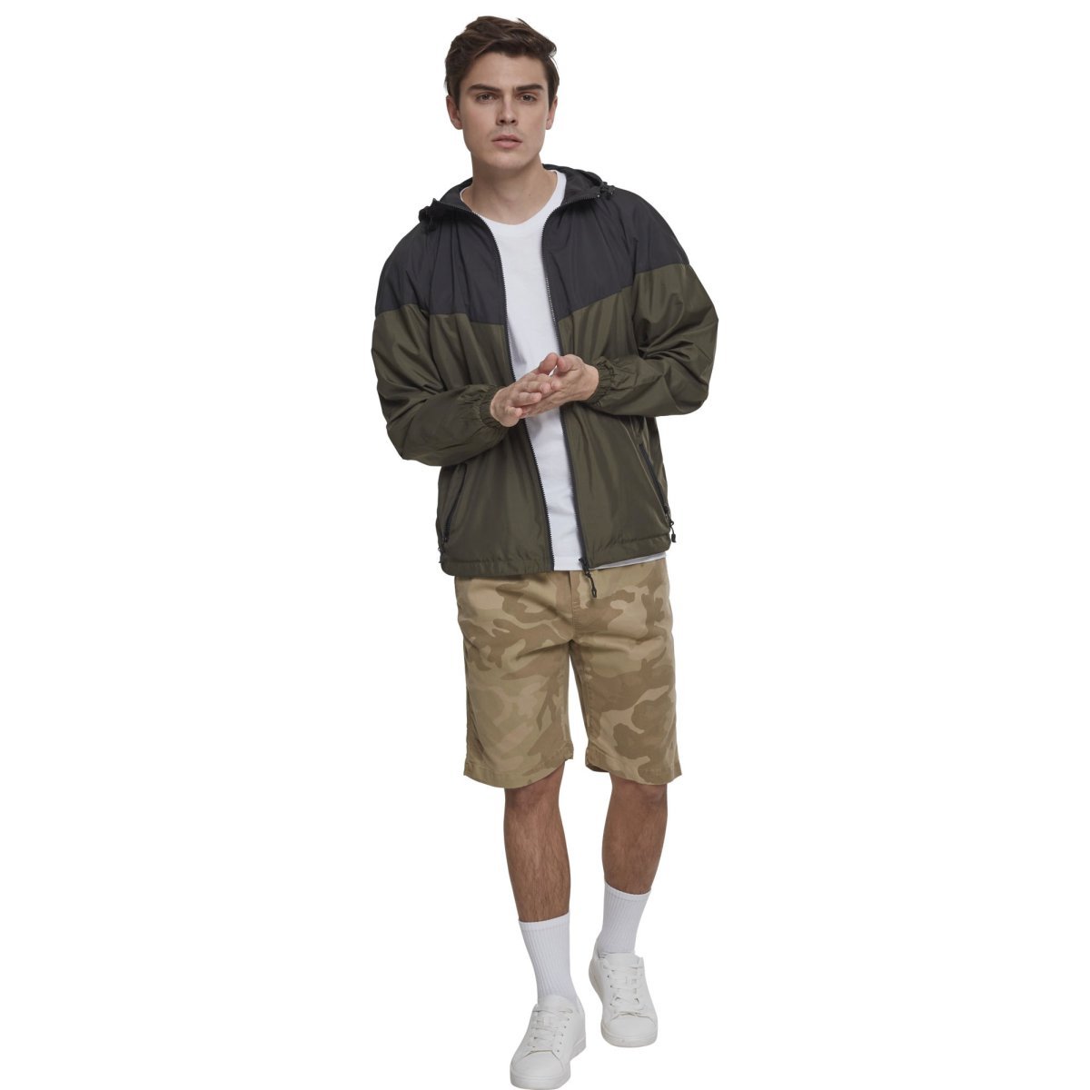 Urban Classics - TECH Windrunner Jacket black / olive
