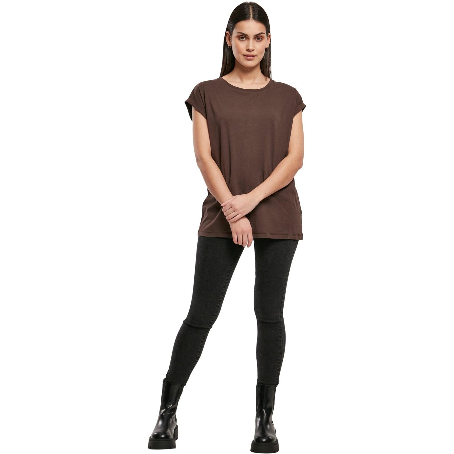 Urban Classics Ladies - Organic Extended Shirt brown