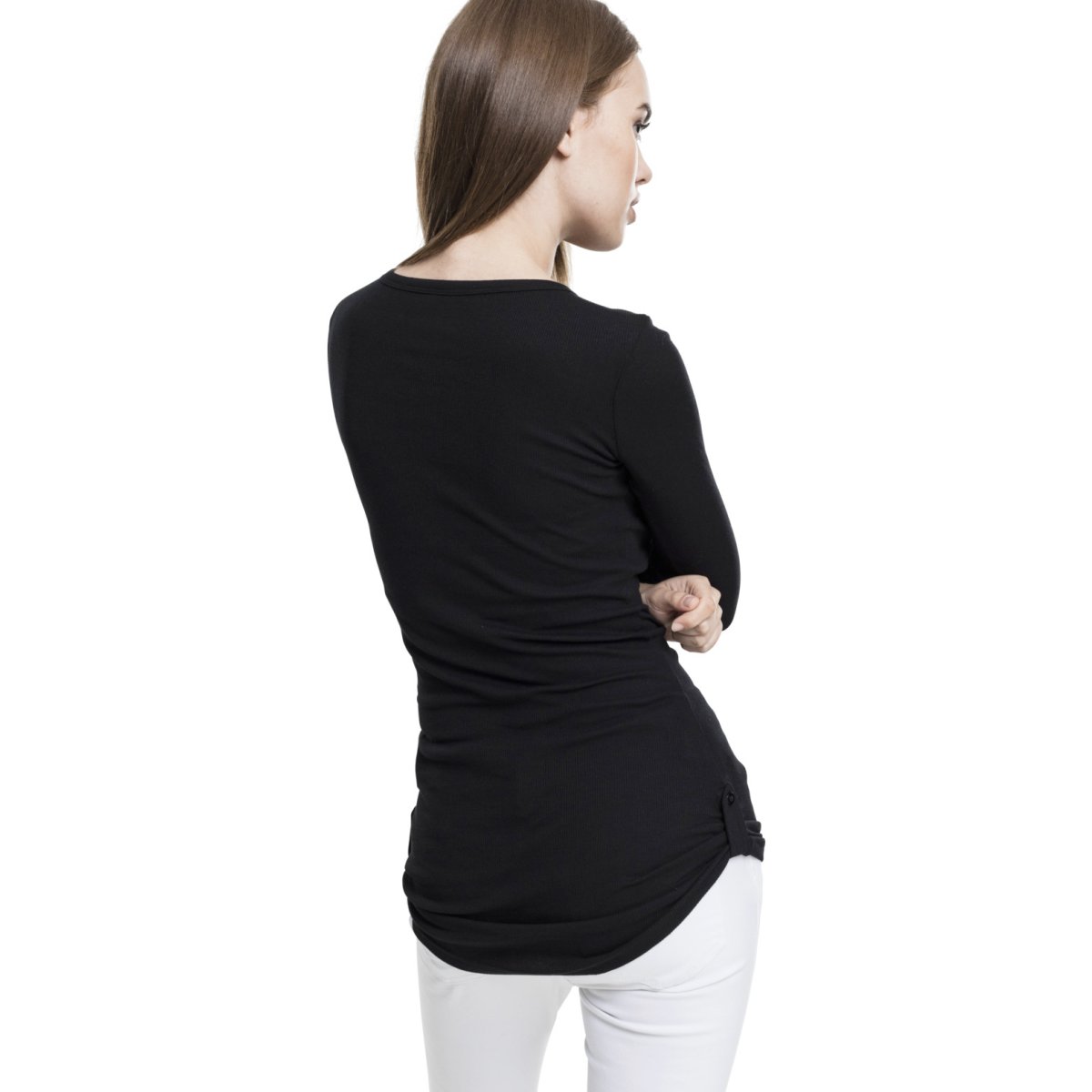 Urban Classics Ladies - RIB POCKET Longsleeve noir