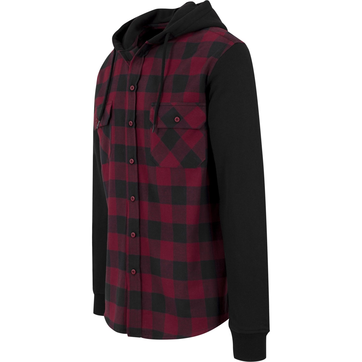 Urban Classics - HOODED Flanell Chemise noir / burgundy