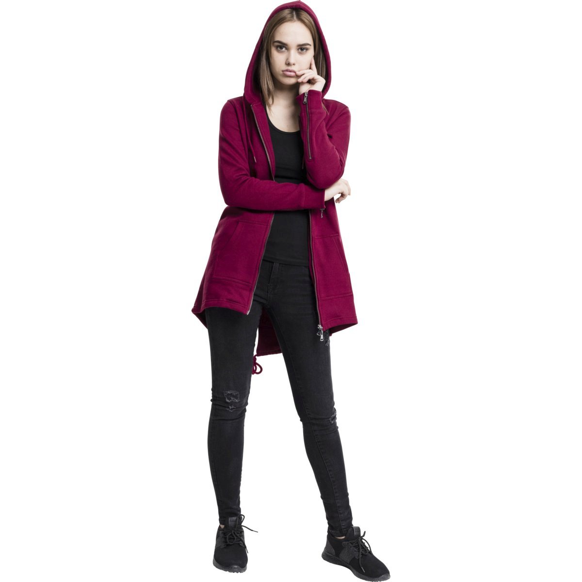 Urban Classics Ladies - SWEAT PARKA Zip Hoody burgundy