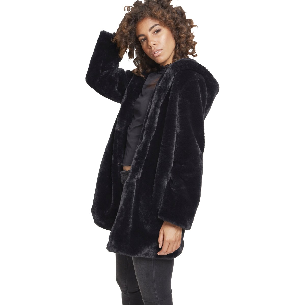 Urban Classics Ladies - Hooded Teddy Winter Mantel