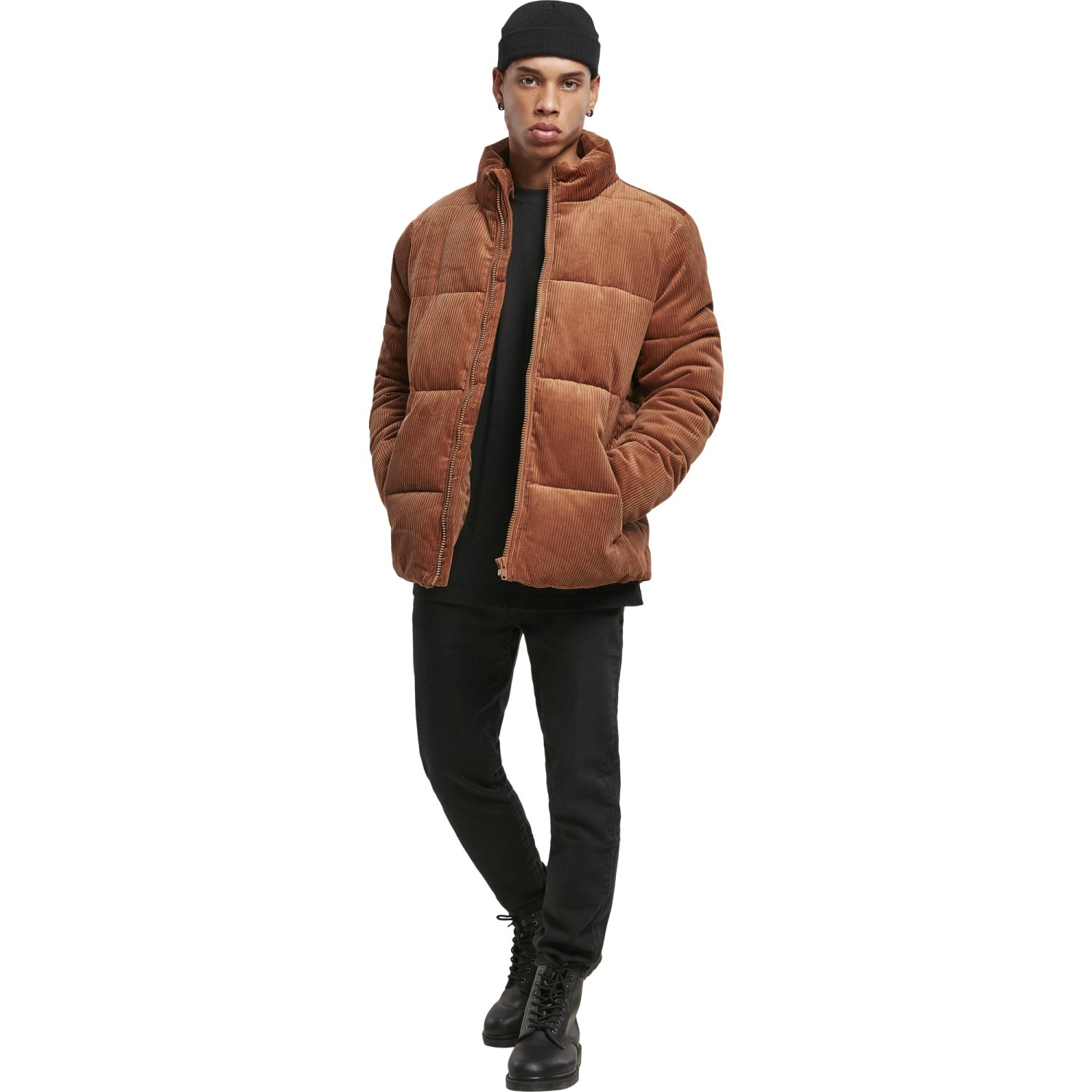Urban Classics - BOXY PUFFER Corduroy Winter Jacket brown