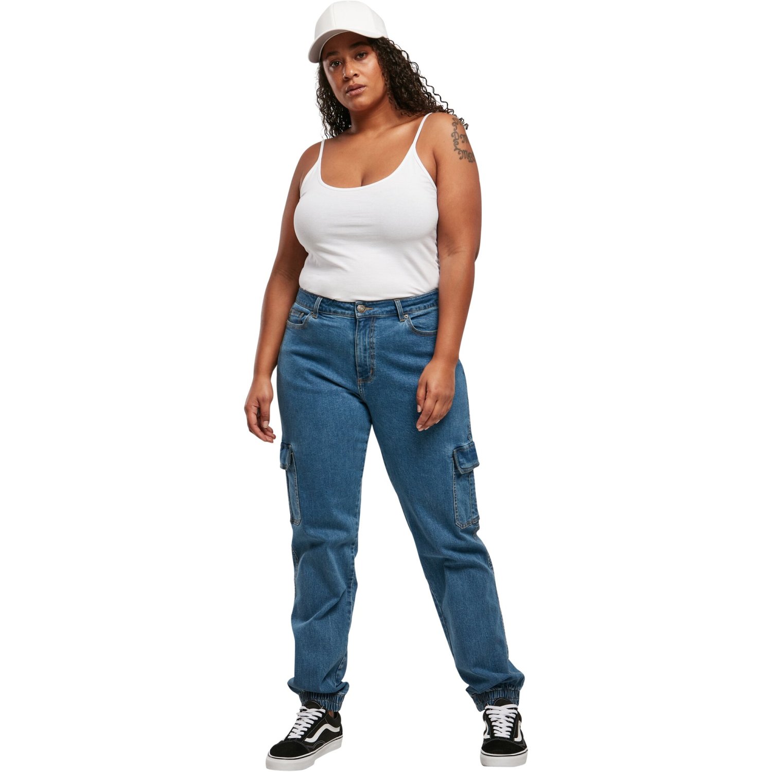 Urban Classics Ladies - Organic Stretch Denim Cargo Jeans