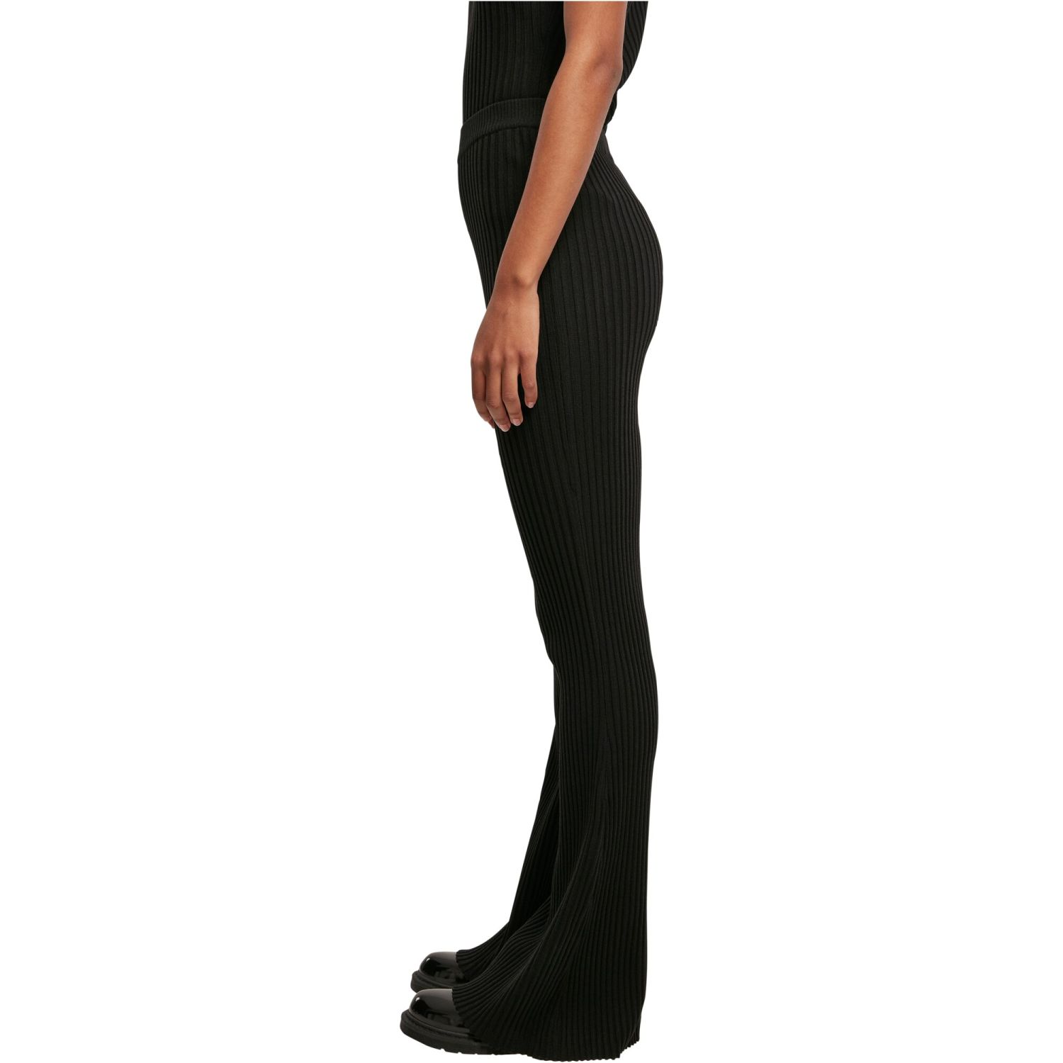Urban Classics Ladies - Flared Rib Knit Leggings noir