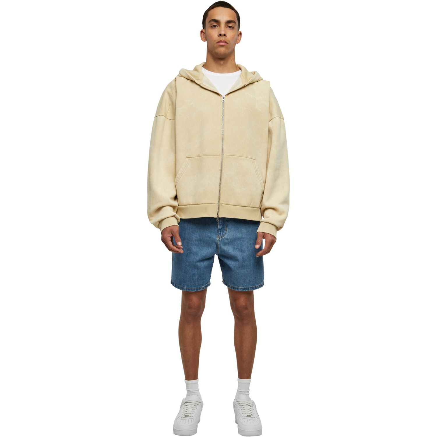Urban Classics - Heavy Stone Washed Zip Hoody beige