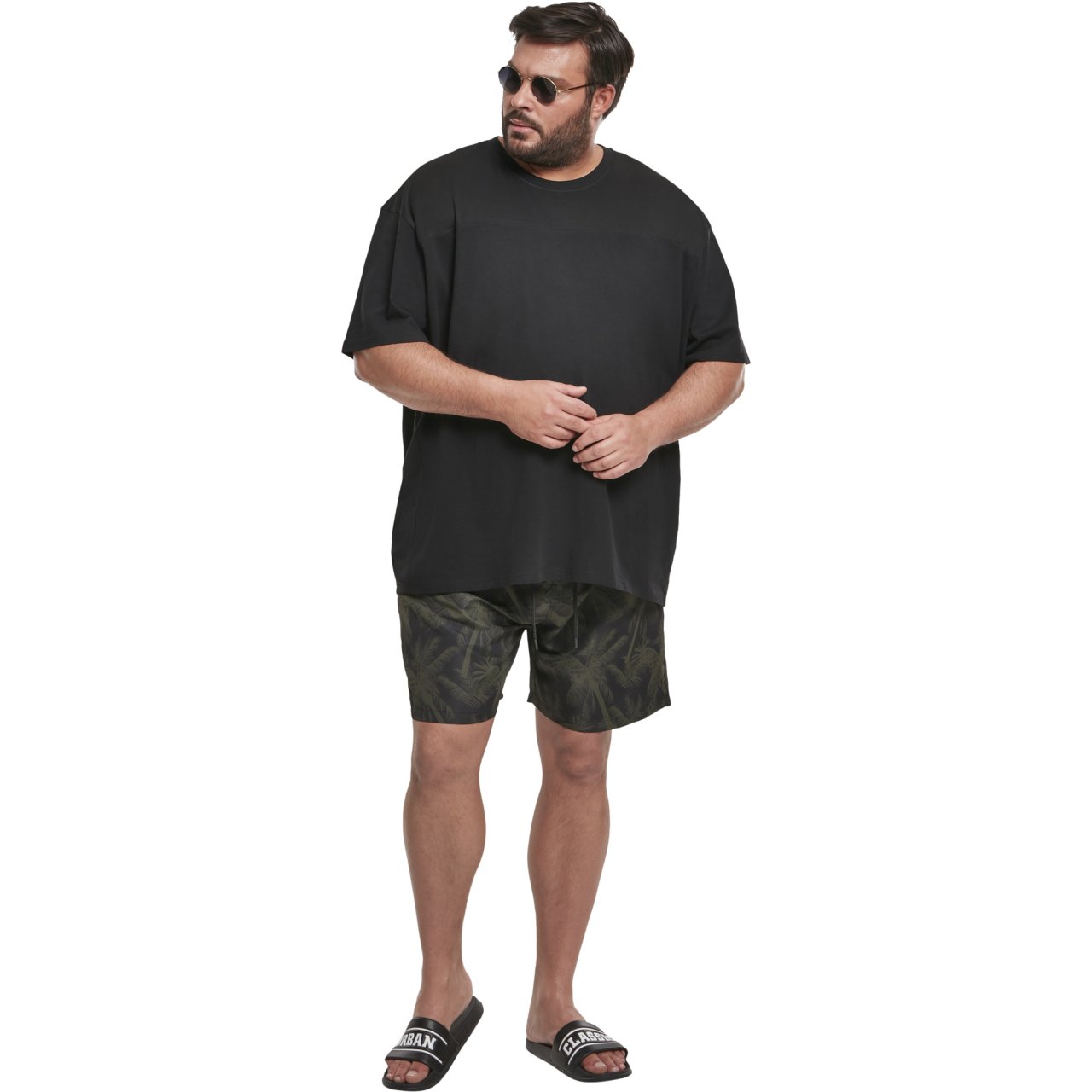 Urban Classics - PATTERN Short de bain palm / olive