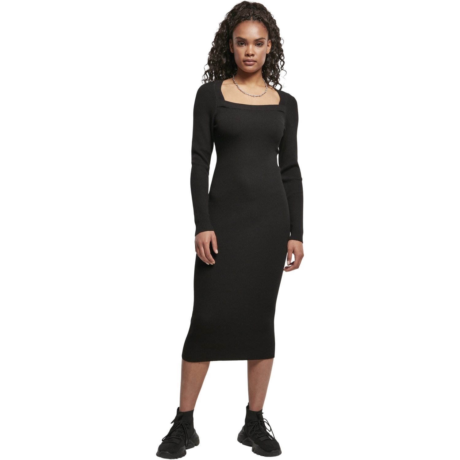 Urban Classics Ladies - Long Knit Strick Kleid schwarz