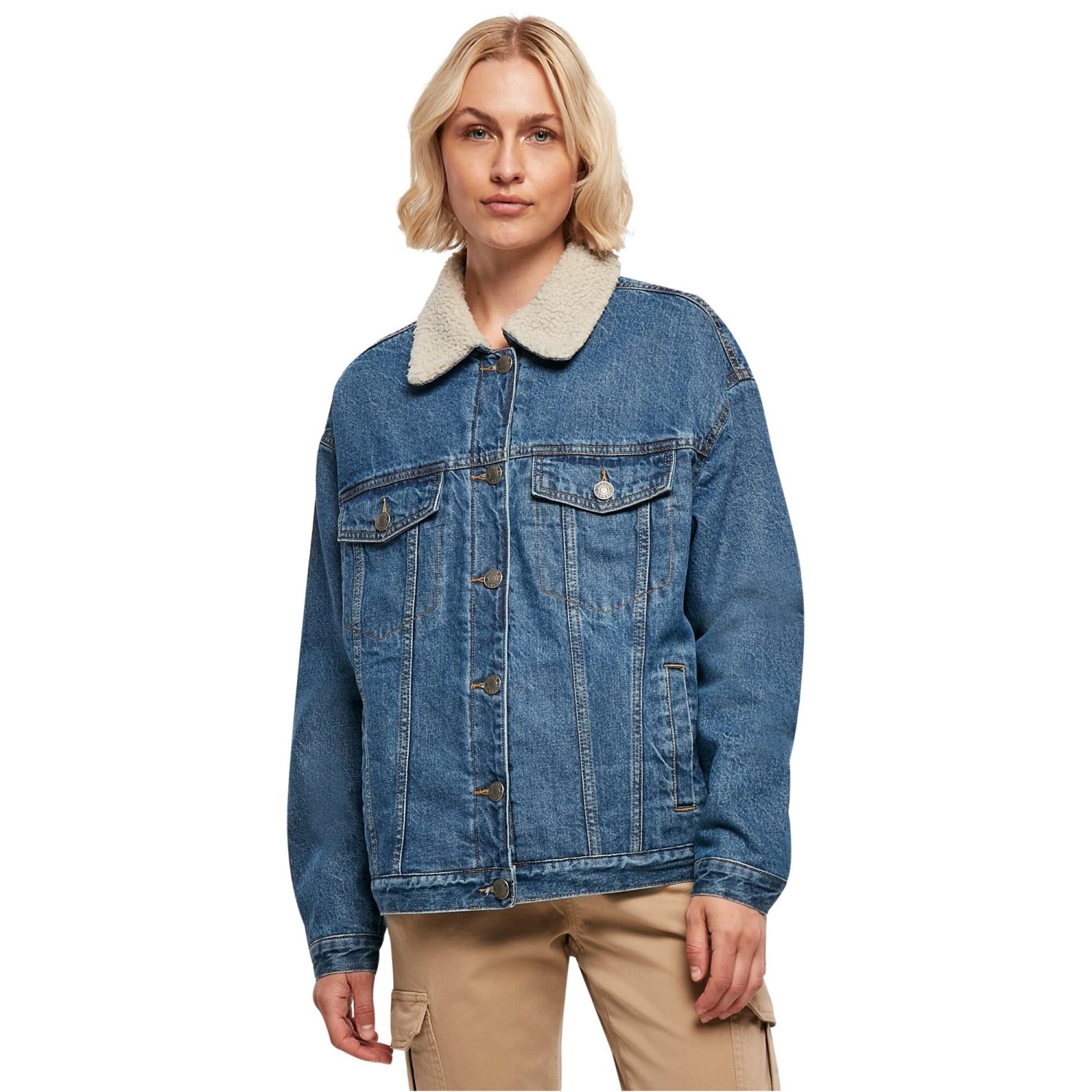 Urban Classics Ladies - Oversized Sherpa Denim Veste