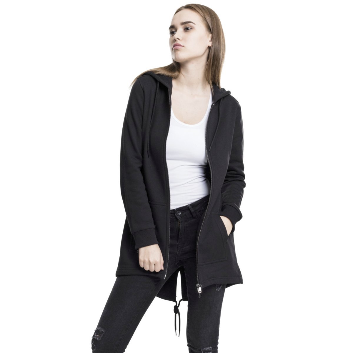 Urban Classics Ladies - SWEAT PARKA Zip Hoody noir