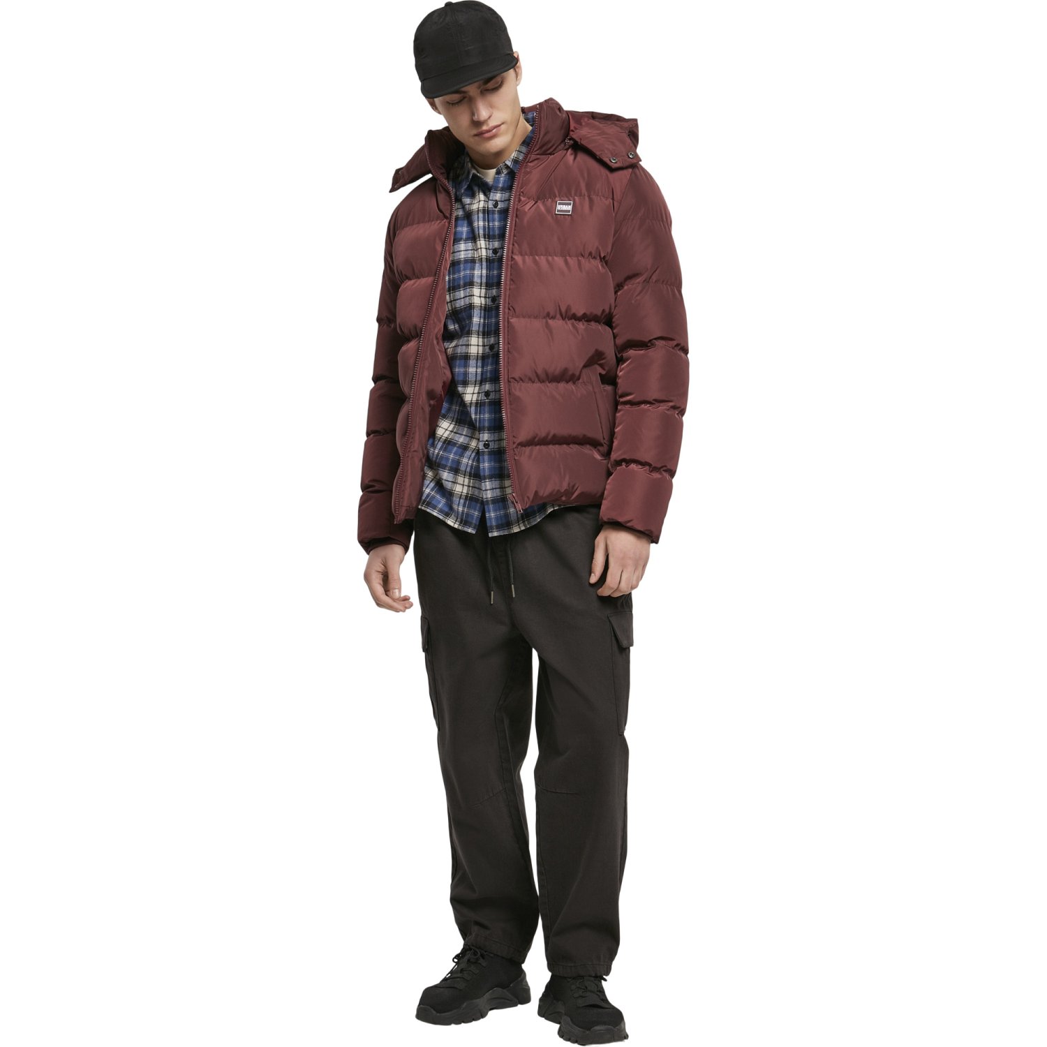 Urban Classics - HOODED PUFFER Winter Jacket cherry
