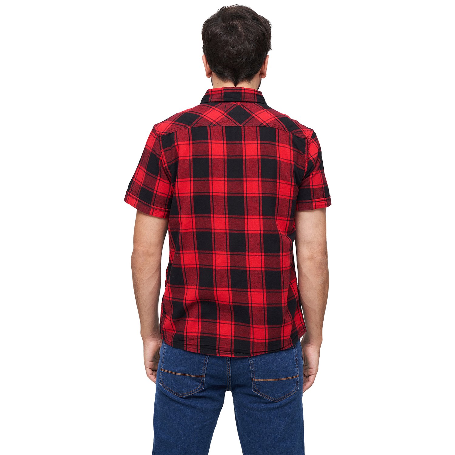 Brandit - CHECKED FLANELL Halfsleeve Shirt red / black