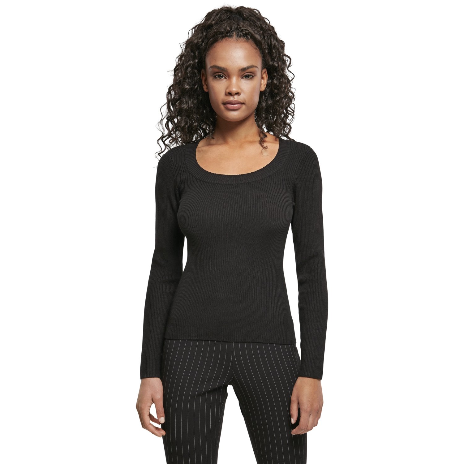Urban Classics Ladies - Wide Neckline Sweater noir