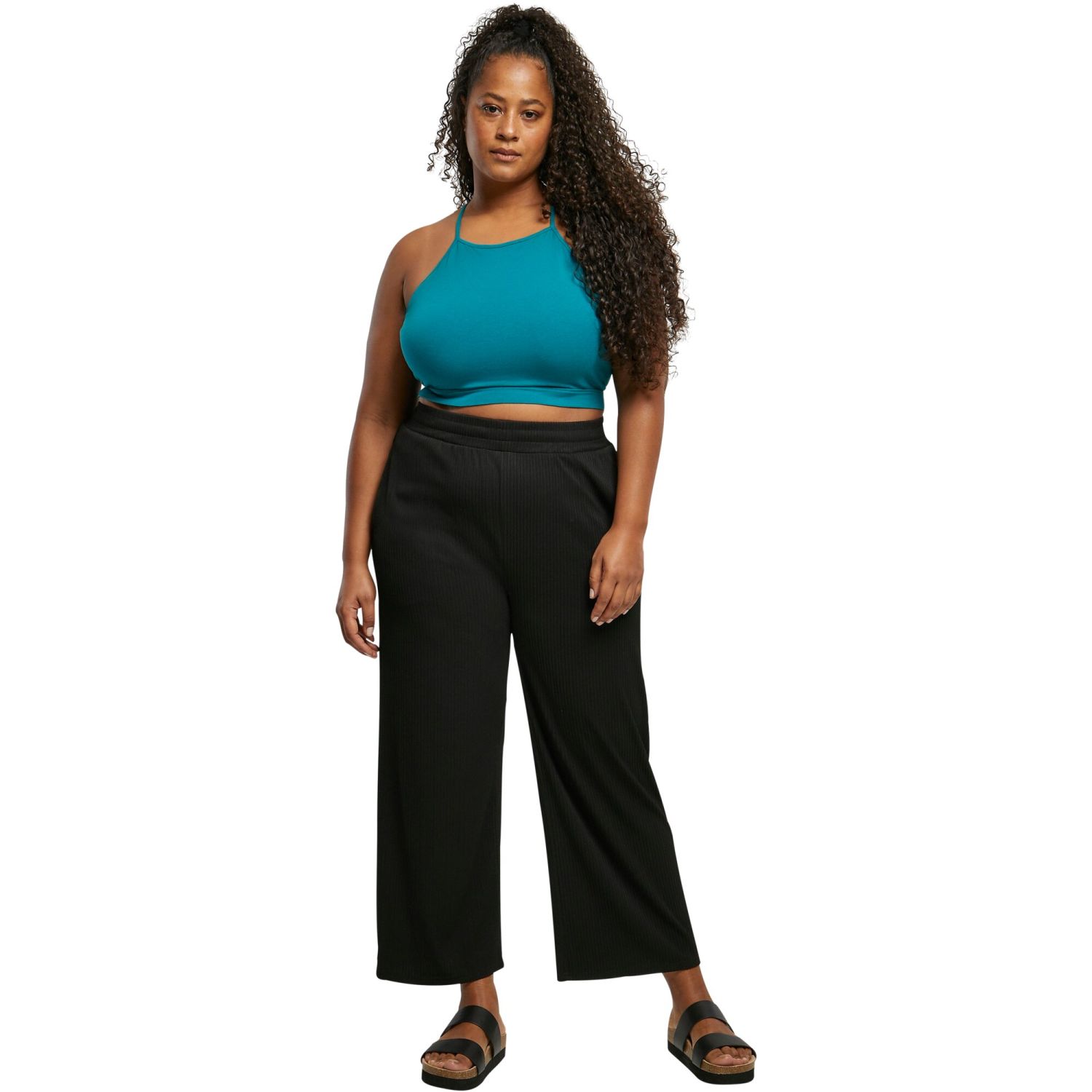 Urban Classics Ladies - Straight Leg Rib Culotte noir