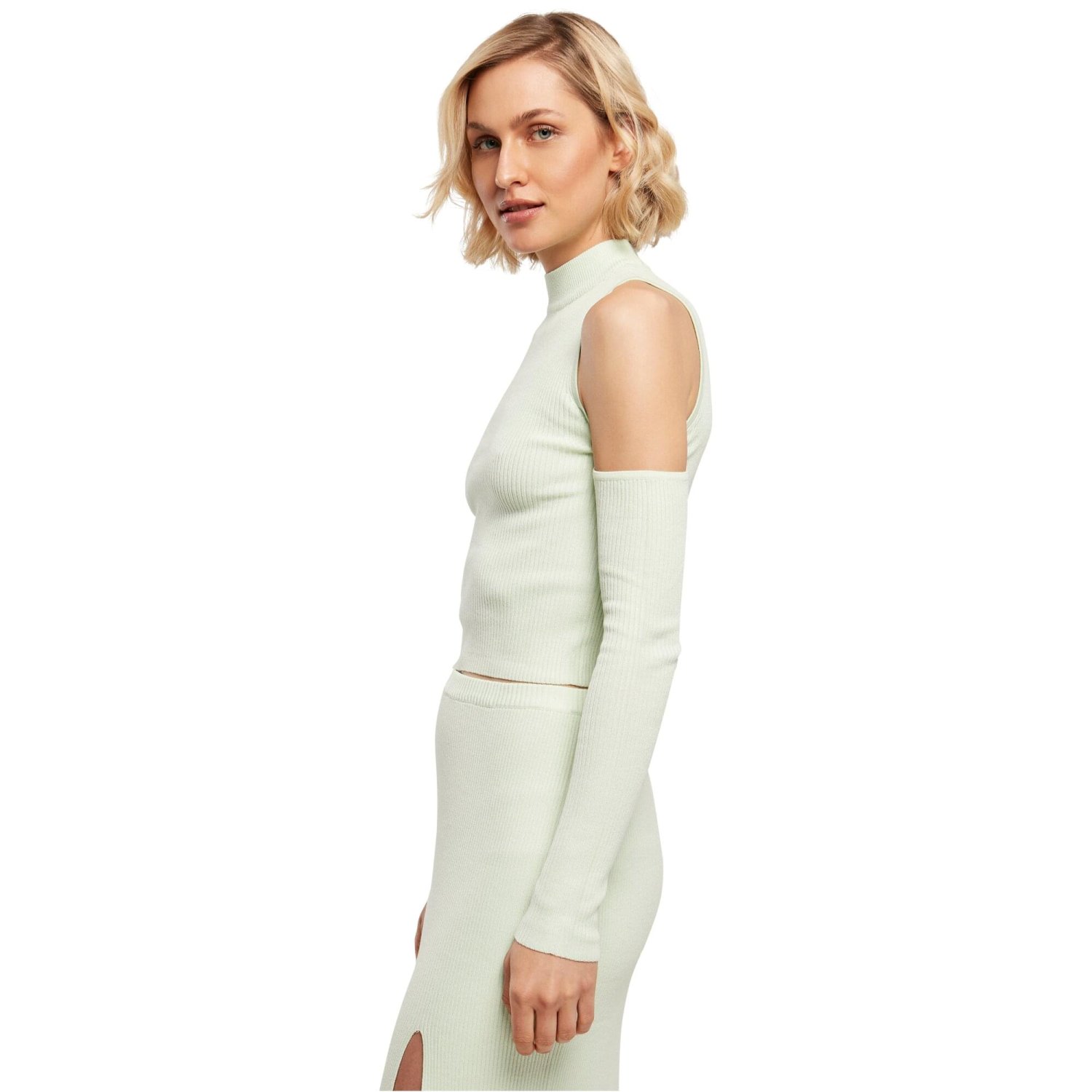 Urban Classics Ladies - Rib Knit Cut Out Sleeve Longsleeve