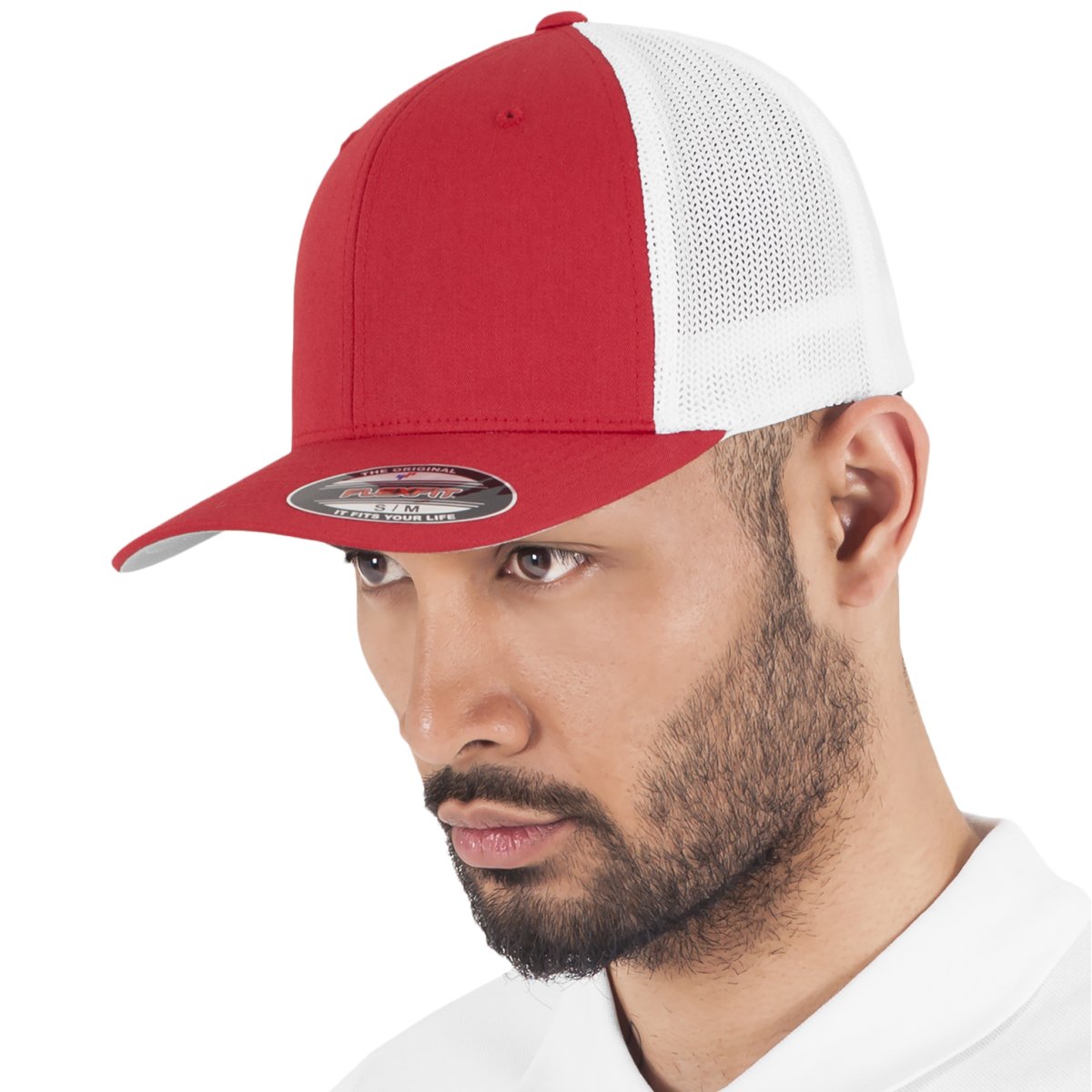 Flexfit Mesh Trucker Extensible Casquette - rouge / blanc -