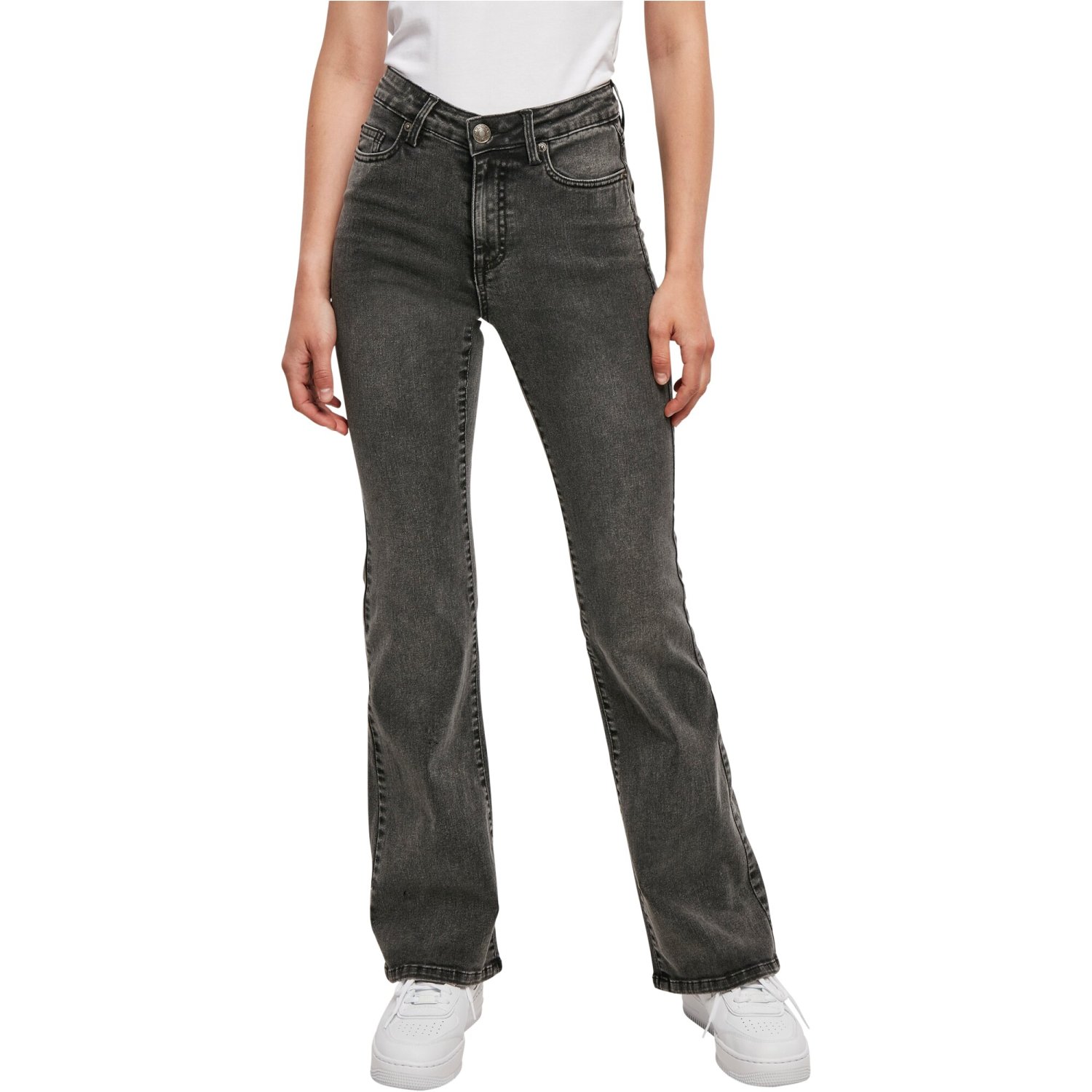 Urban Classics Ladies - High Waist Flared Denim Jeans noir