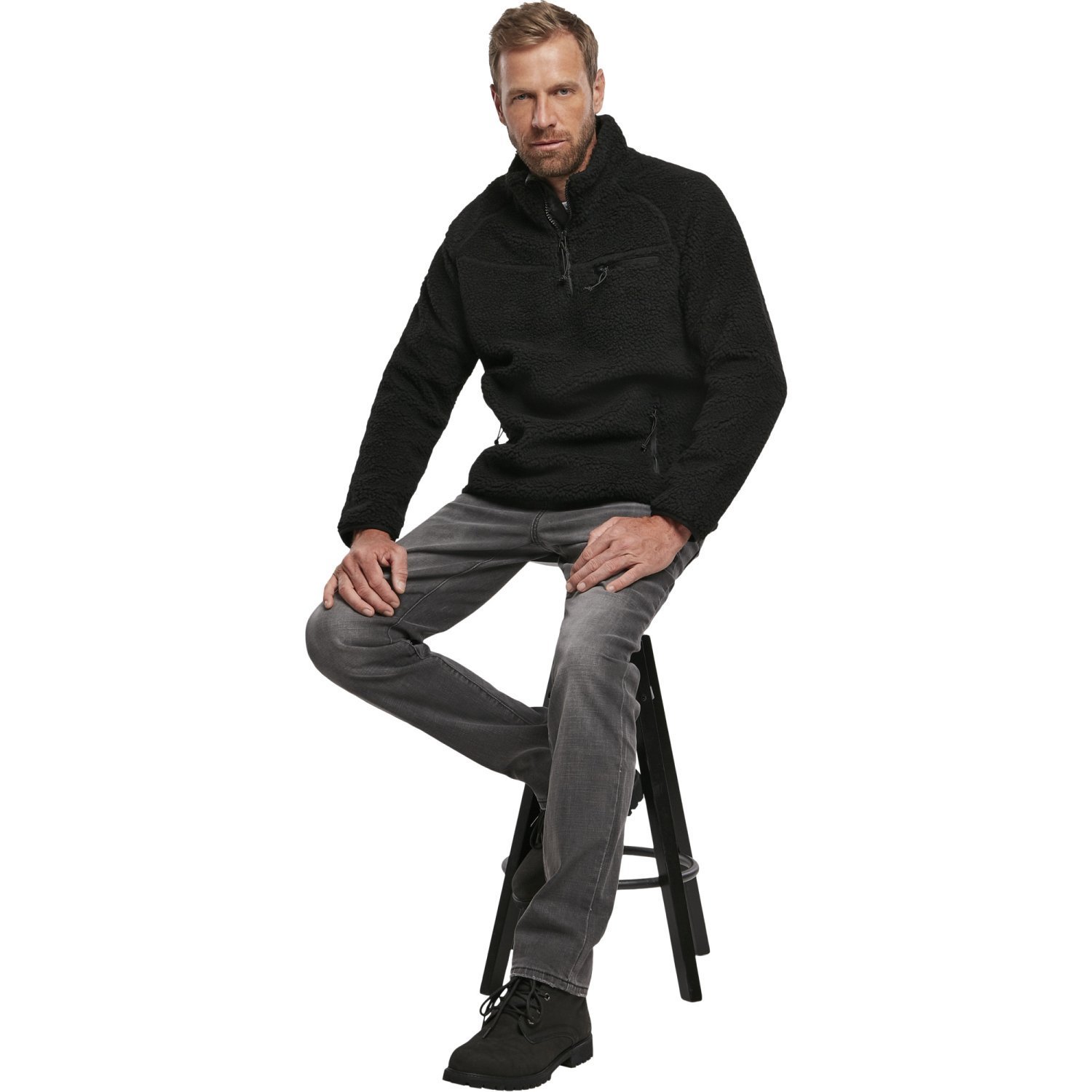 Brandit - Teddyfleece Troyer Sweater noir
