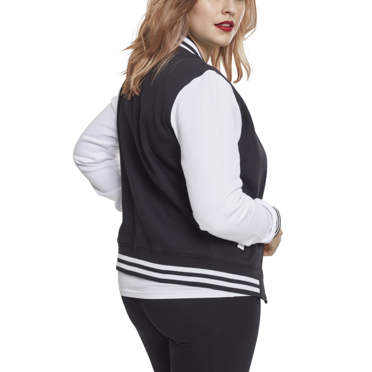 Urban Classics Femme - College Sweat Veste noir / blanc