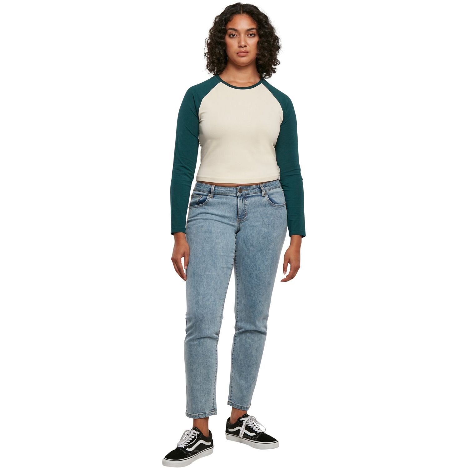 Urban Classics Ladies - Retro Baseball Longsleeve beige