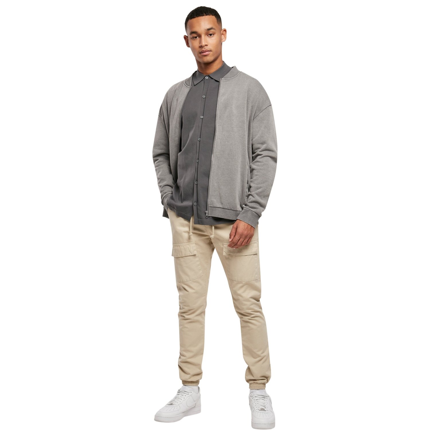 Urban Classics - Washed Sweat Bomber Verste charcoal