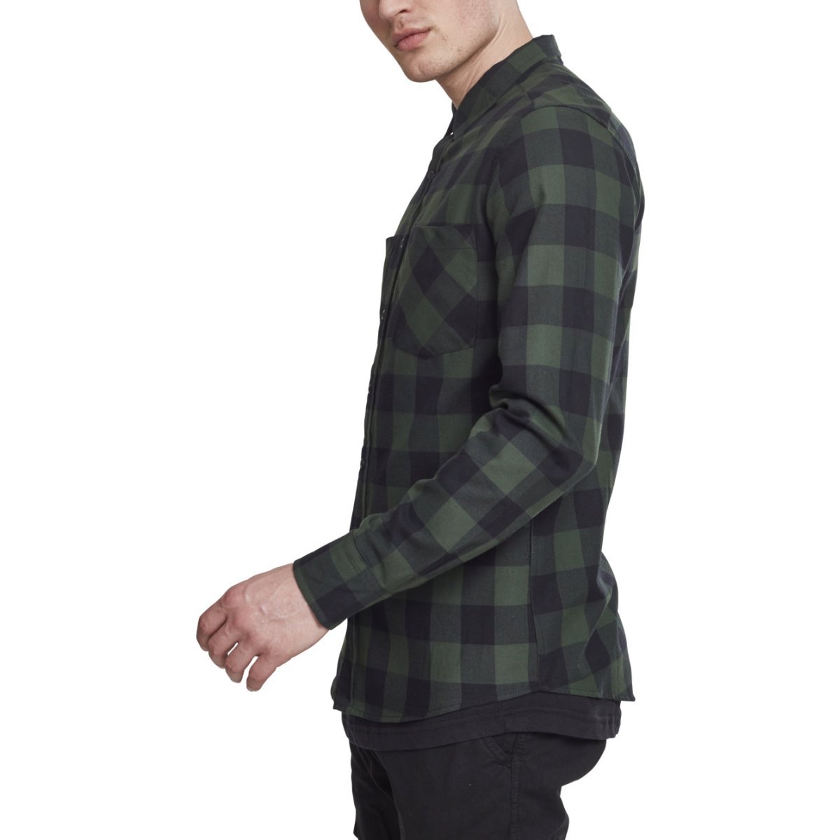 Urban Classics - CHECKED FLANELL Shirt black / forest green