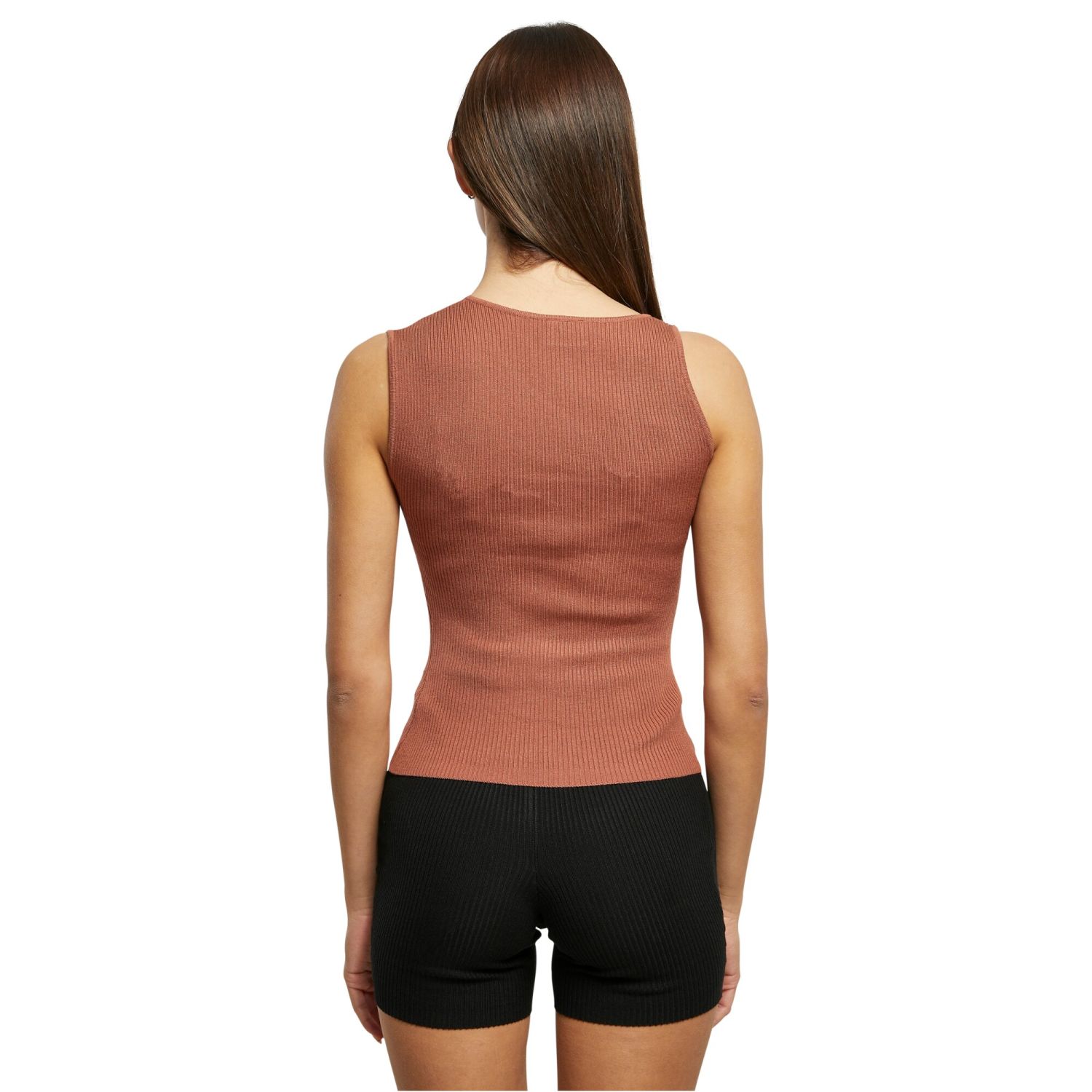 Urban Classics Ladies - Rib Knit Asymmetric Tank Top terra