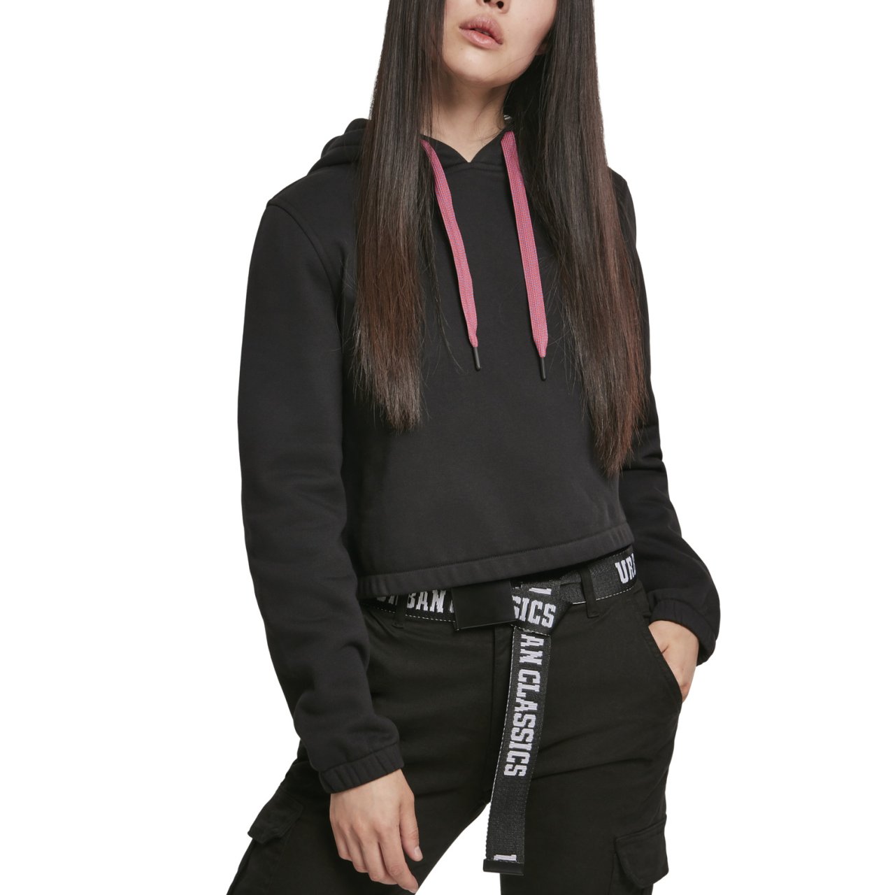 Urban Classics Ladies - Contrast Drawstring Hoody noir