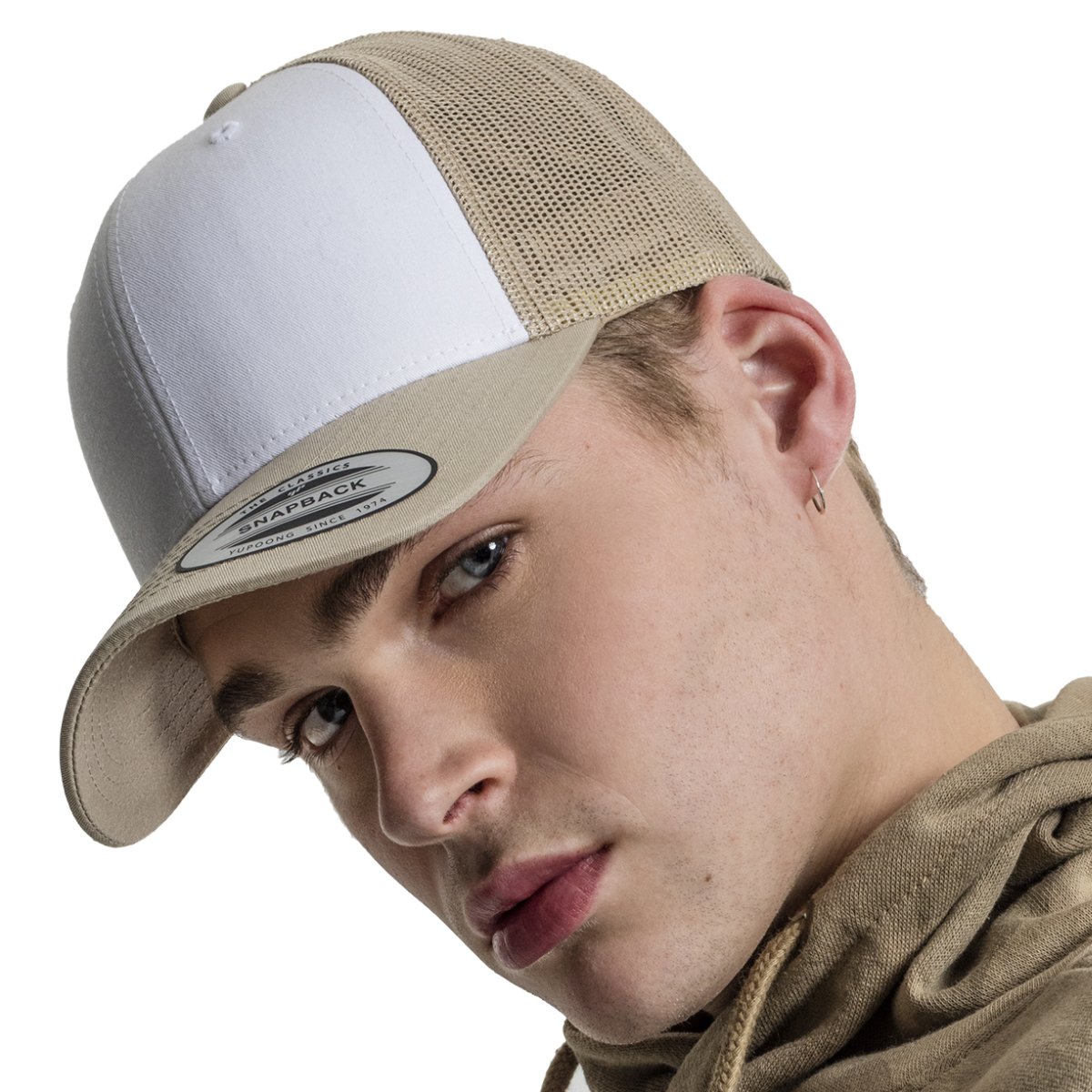 Flexfit RETRO Trucker Snapback Cap - khaki / blanc
