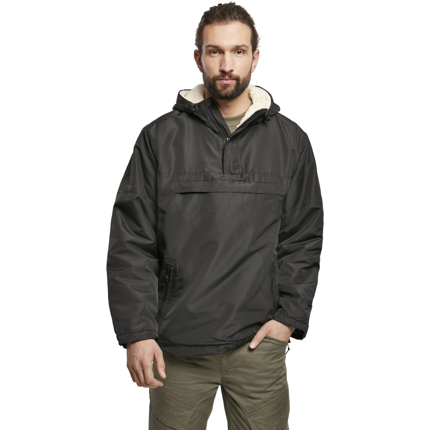Brandit Pull-Over Outdoor Sherpa Windbreaker Jacket black