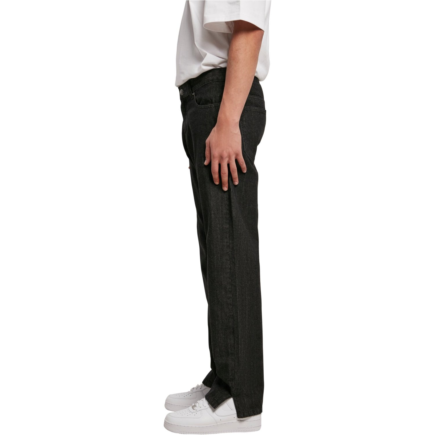 Urban Classics - Straight Slit Loose-Fit Jeans black raw