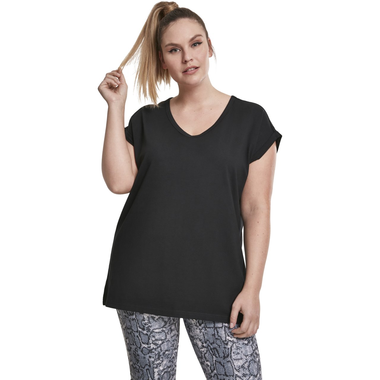 Urban Classics Femme - EXTENDED SHOULDER Shirt noir