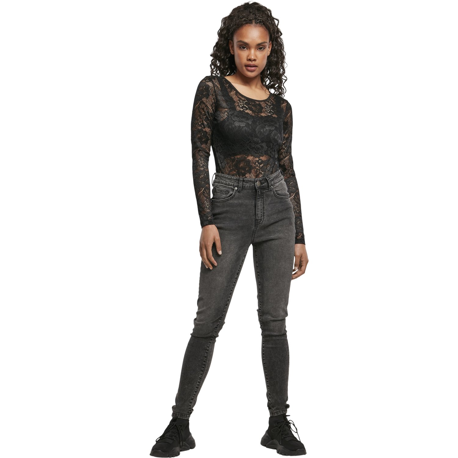 Urban Classics Ladies - LACES Longsleeve Body black