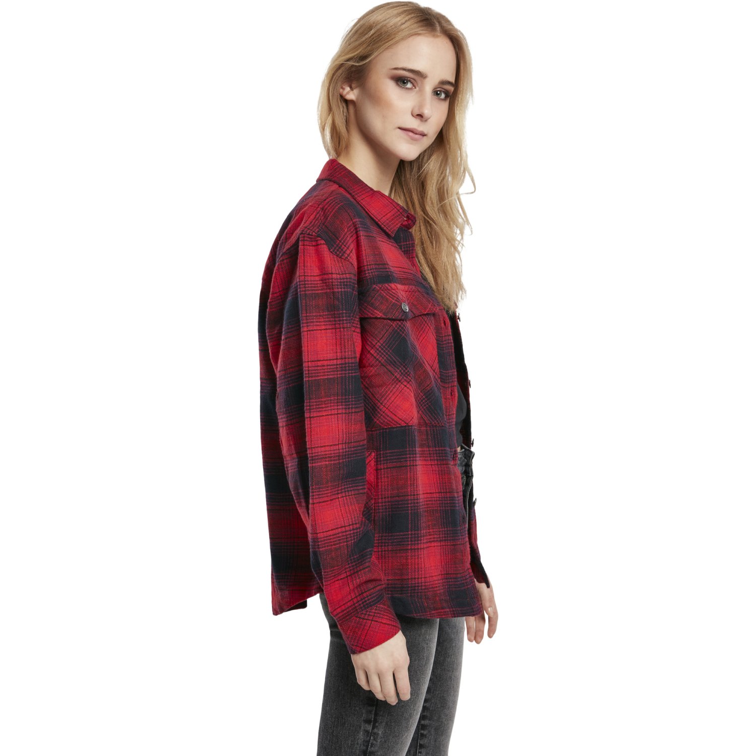 Urban Classics Femme - Check FLANELL Chemise rouge