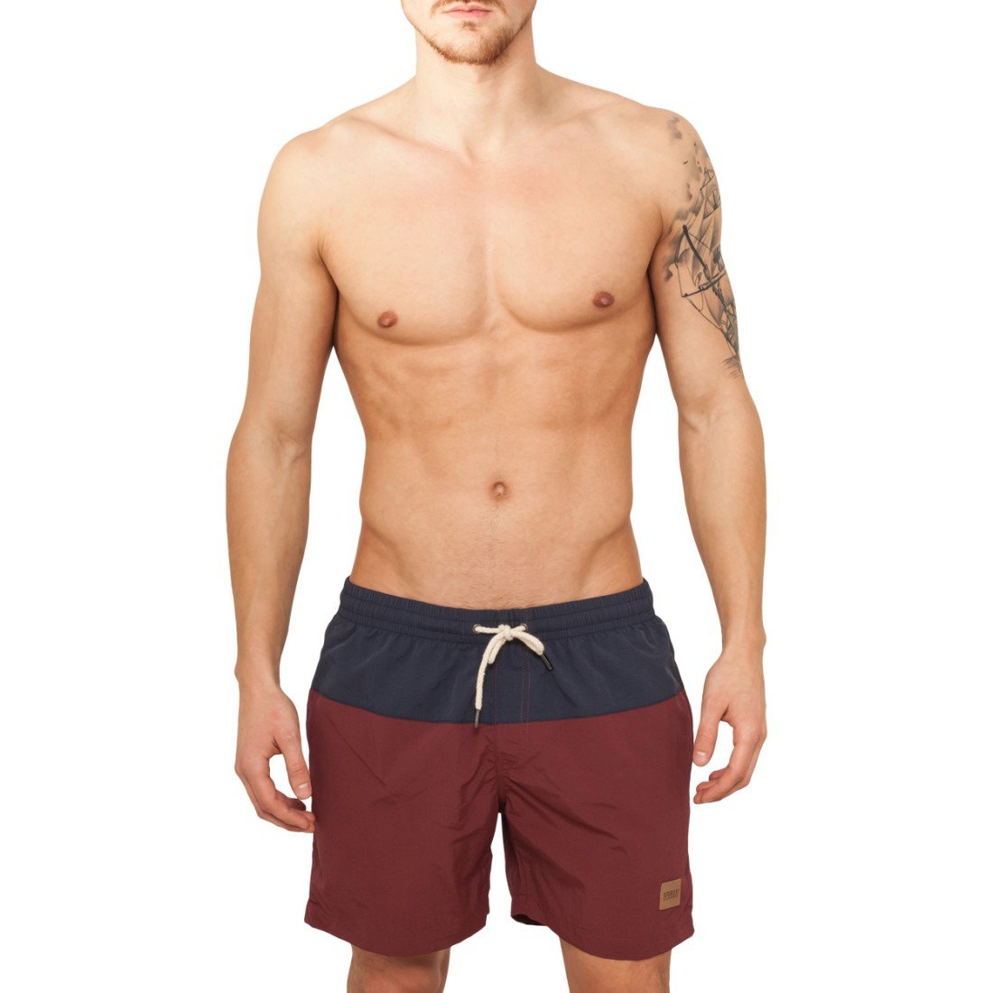 Urban Classics - BLOCK Short de bain navy / burgundy