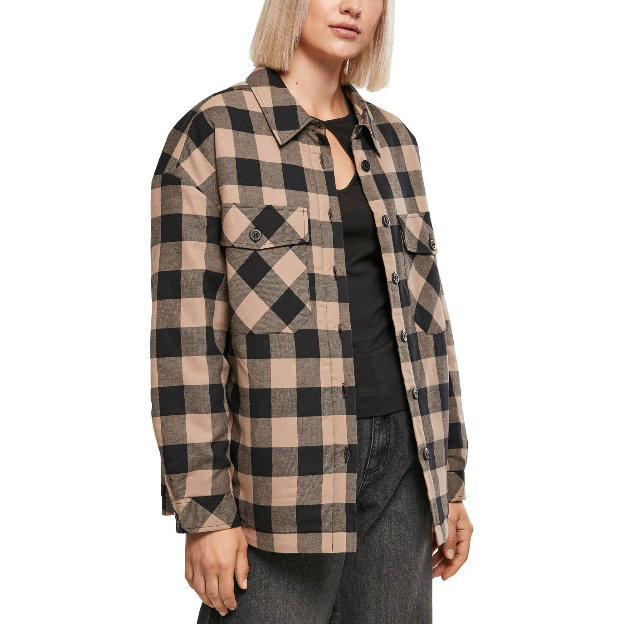 Urban Classics Ladies - Flanell Padded Oversized Shirt Veste