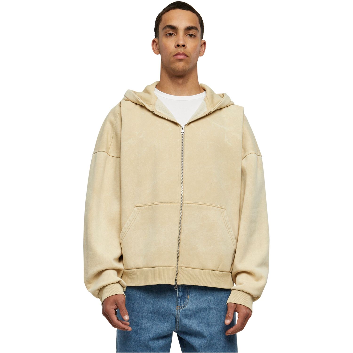 Urban Classics - Heavy Stone Washed Zip Hoody beige