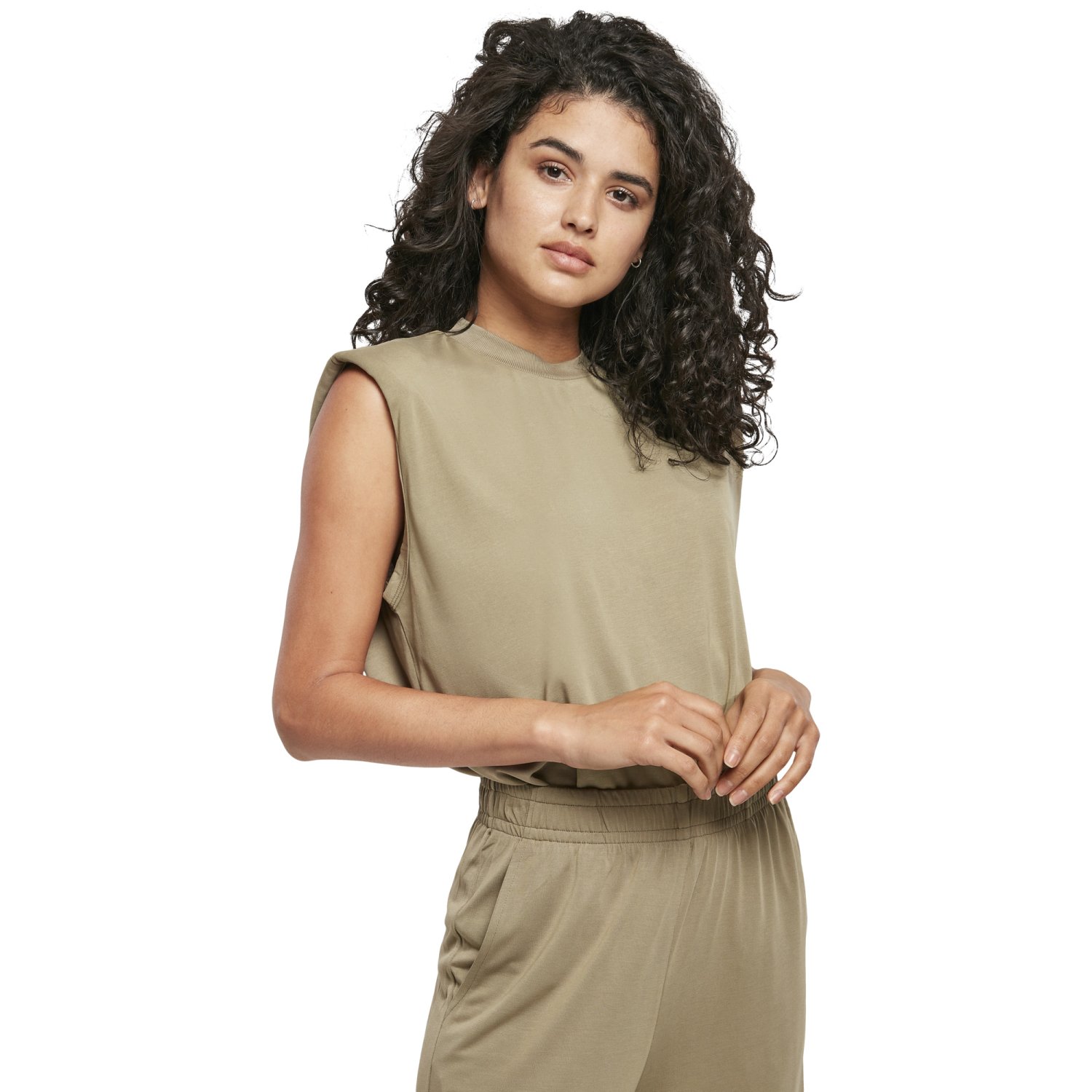 Urban Classics Ladies - Modal Padded Shoulder Shirt khaki