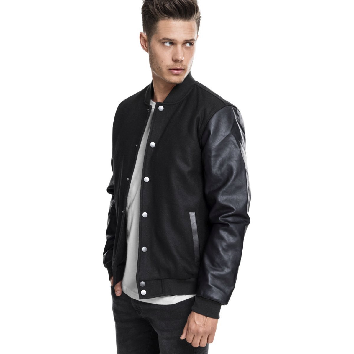 Urban Classics - Oldschool Kunstleder-Ärmel College Jacke