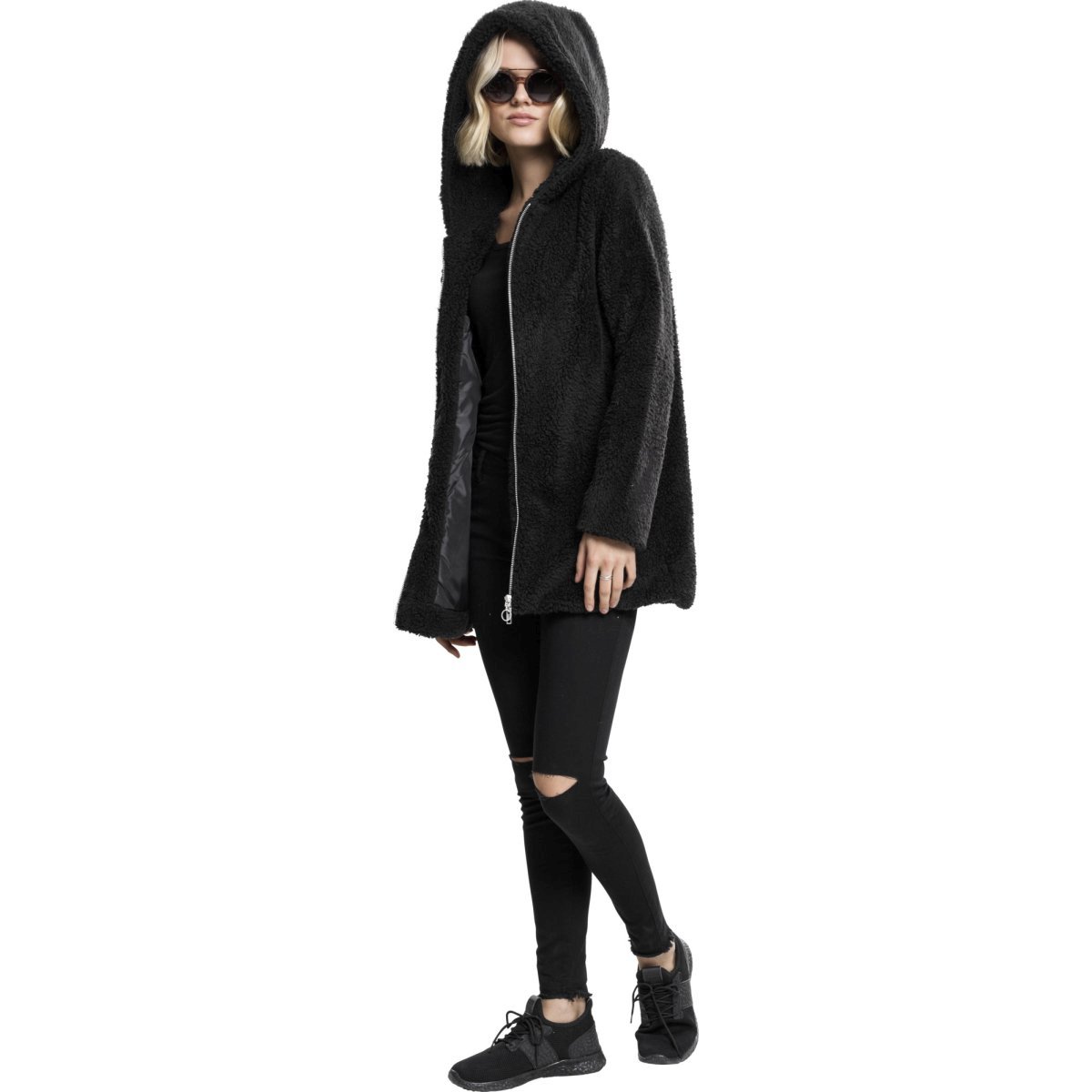 Urban Classics Femme - SHERPA Long Veste d'hiver noir