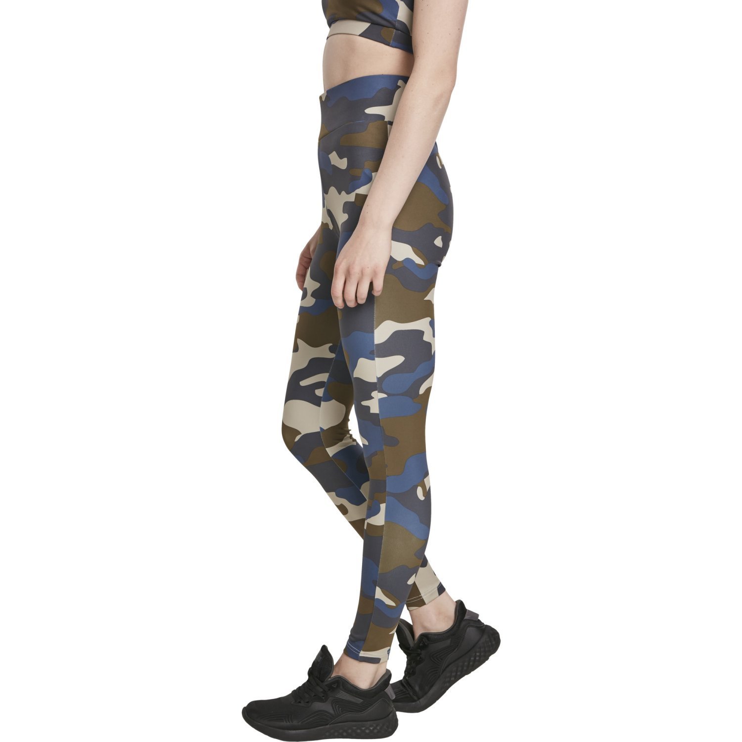 Urban Classics Ladies - High Waist Tech Leggings olive camo
