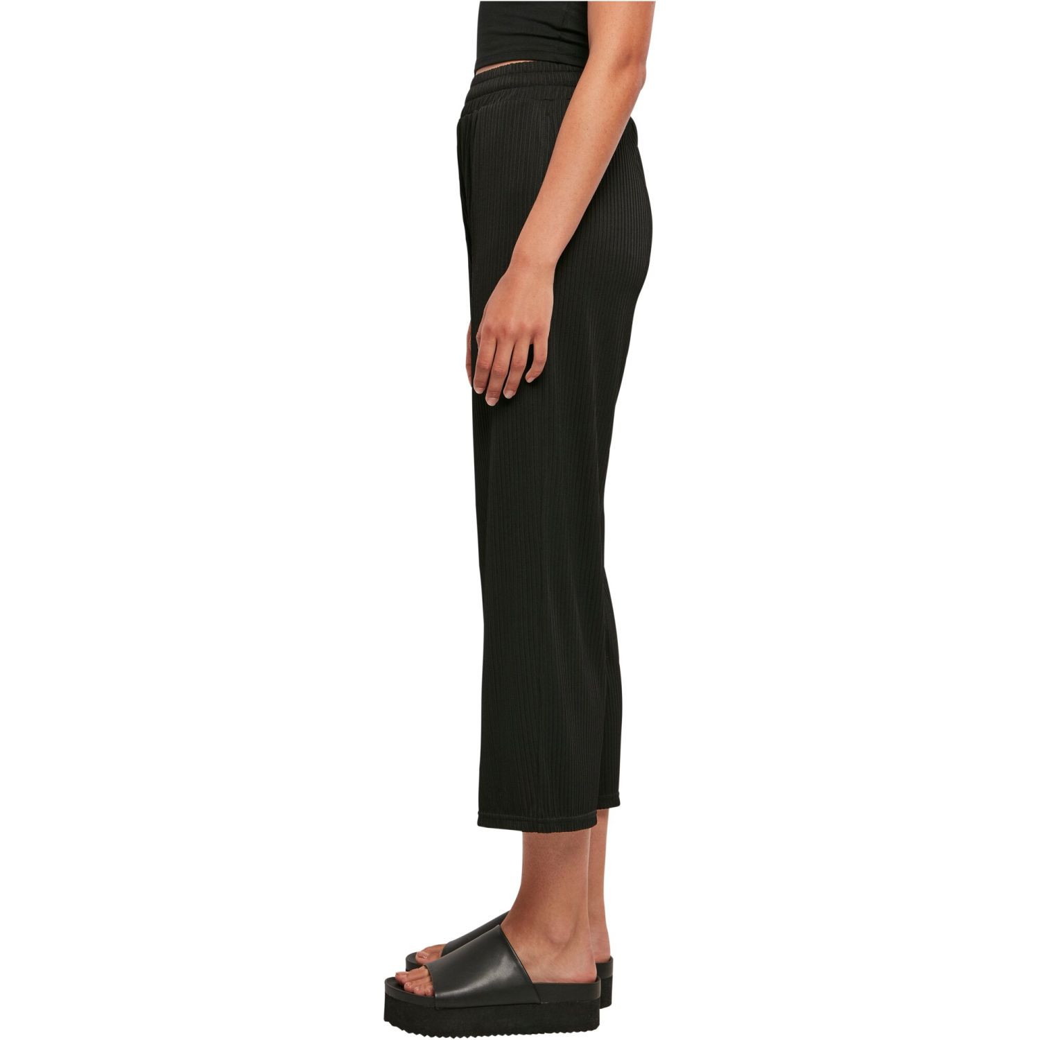 Urban Classics Ladies - Straight Leg Rib Culotte noir