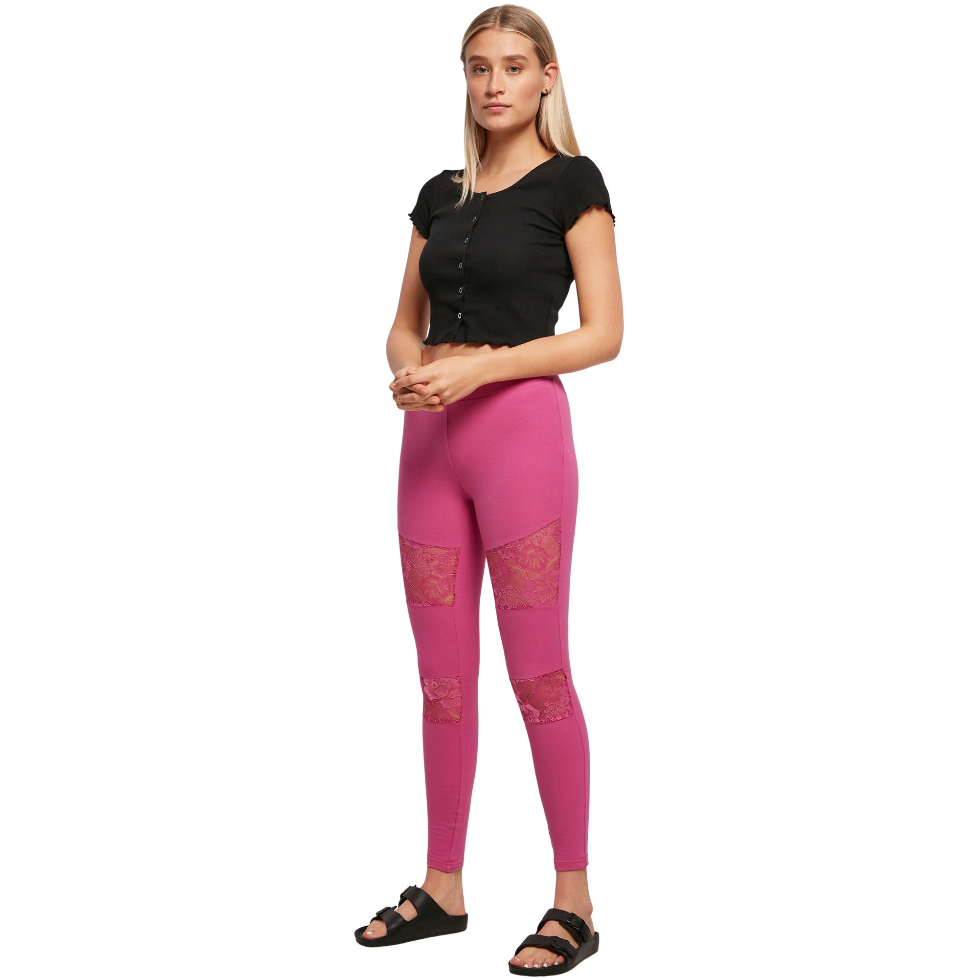 Urban Classics Ladies - Laces Inset Leggings pink