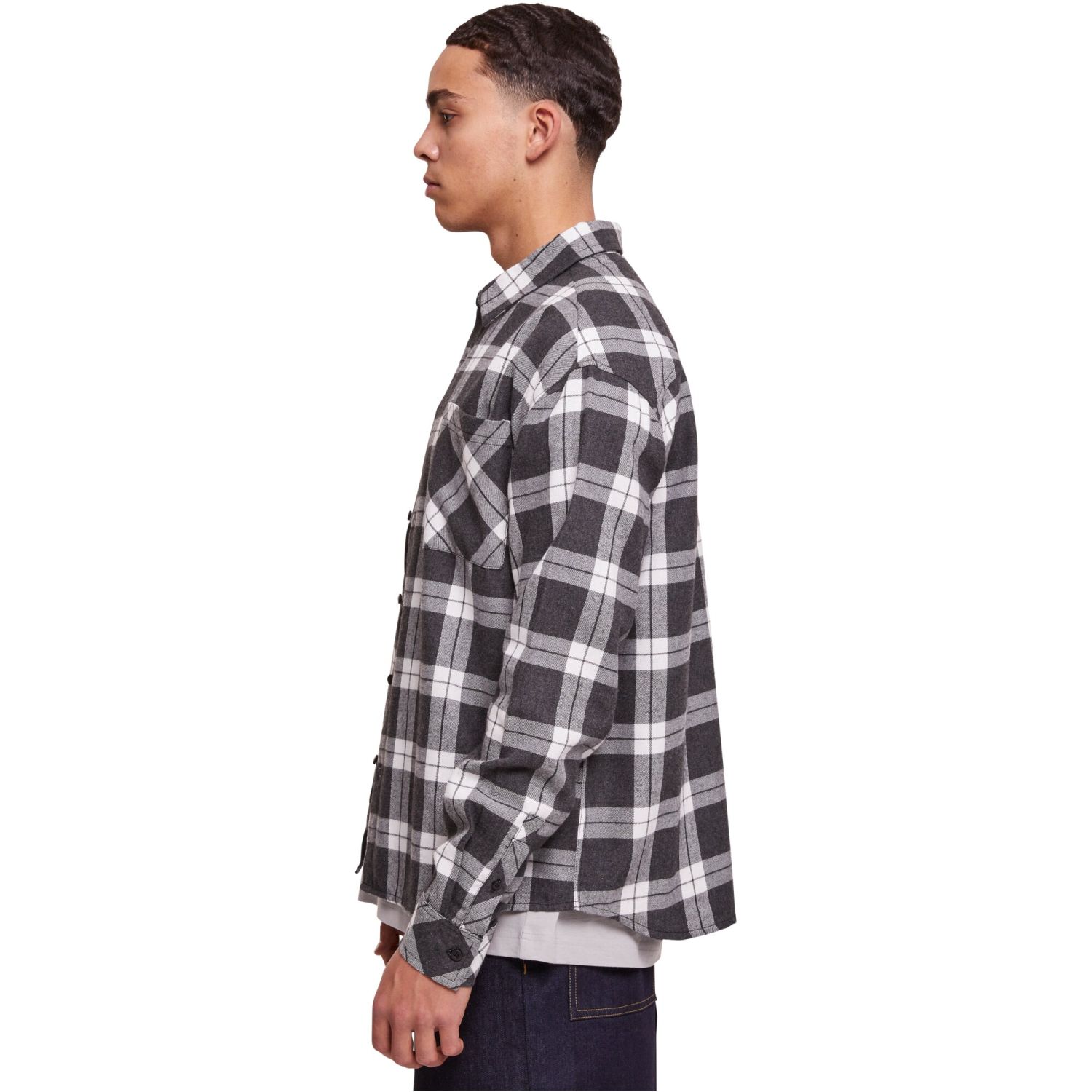 Urban Classics - Boxy Oversized Grey Check Shirt