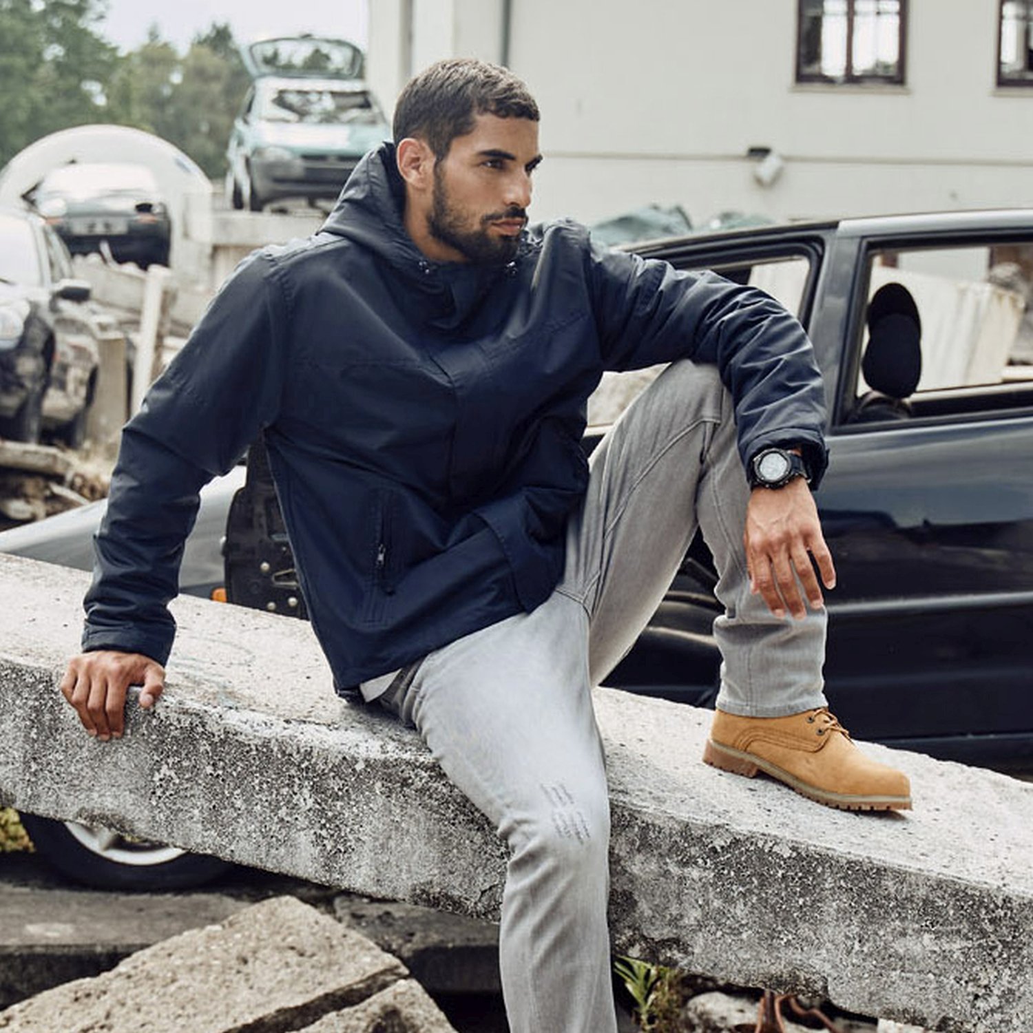 Brandit - Zipped Winter Jacket Windbreaker navy